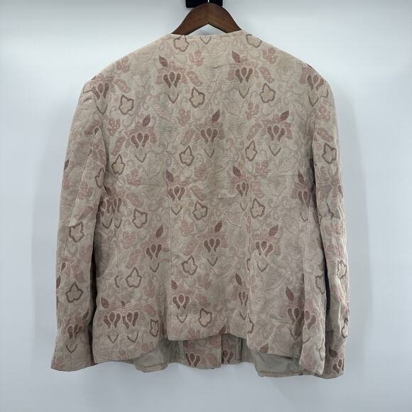 Vintage Givenchy En Plus Jacket Womens 18W Floral Jacquard Gold Button Linen - Picture 5 of 12